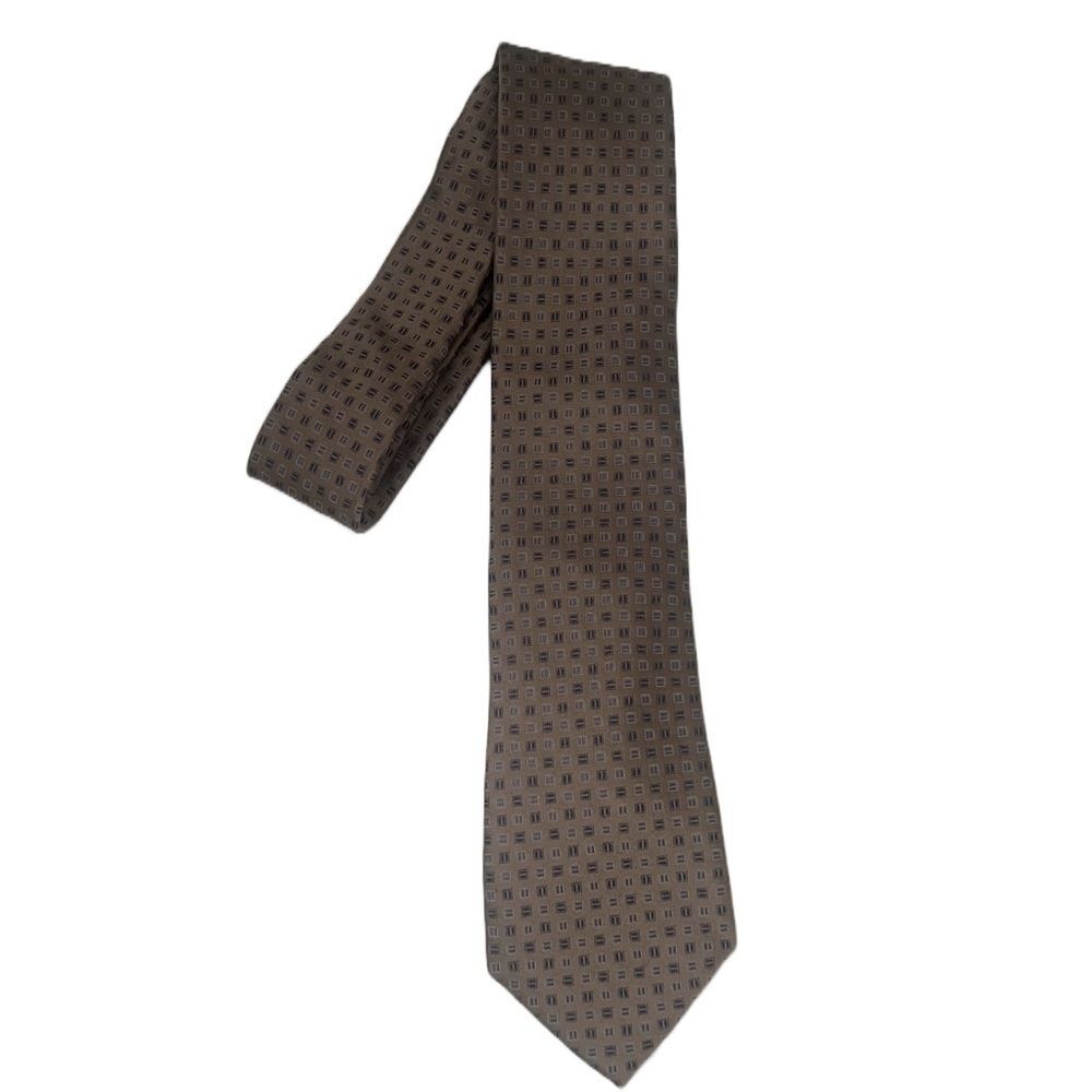 Michael Kors Silk Blend Embroidered Mens Designer Tie Tan Preppy Neutral Necktie - Picture 7 of 9